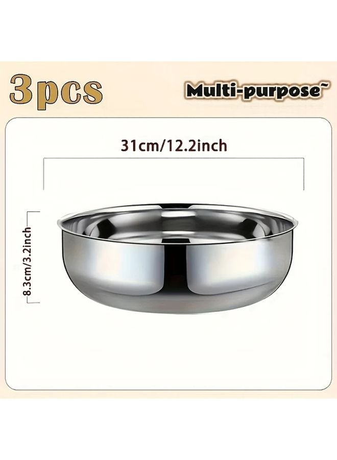 3pcs Stainless Steel Mixing Bowls For Food Preparation And Washing Vegetables Fruits Rice - Image 3